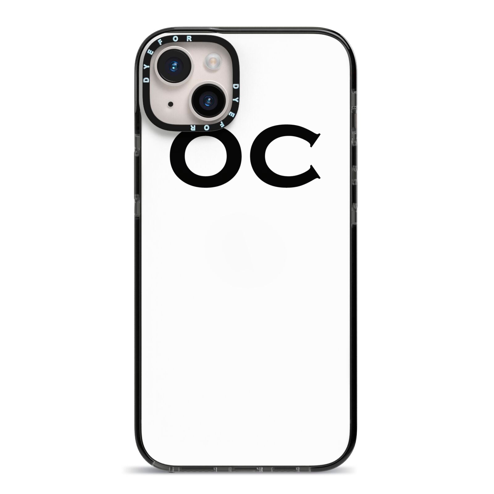 Personalised Initials 3 iPhone 14 Plus Black Impact Case on Silver phone