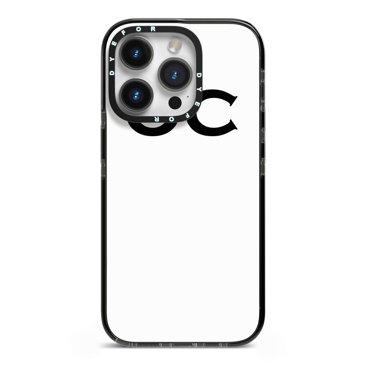 Personalised Initials 3 iPhone 14 Pro Black Impact Case on Silver phone