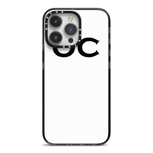 Personalised Initials 3 iPhone 14 Pro Max Black Impact Case on Silver phone