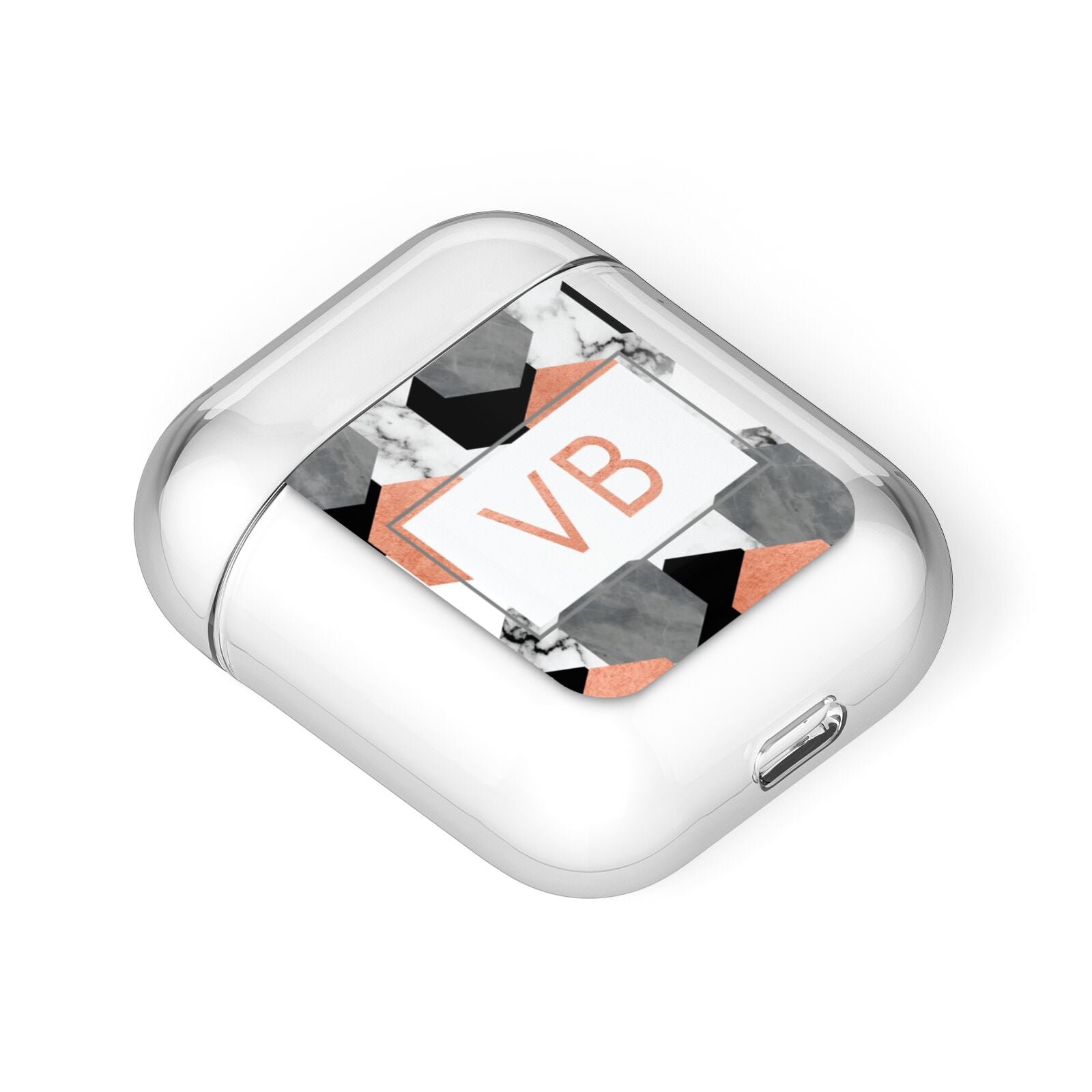 Personalised Initials Copper Marble AirPods Case Laid Flat
