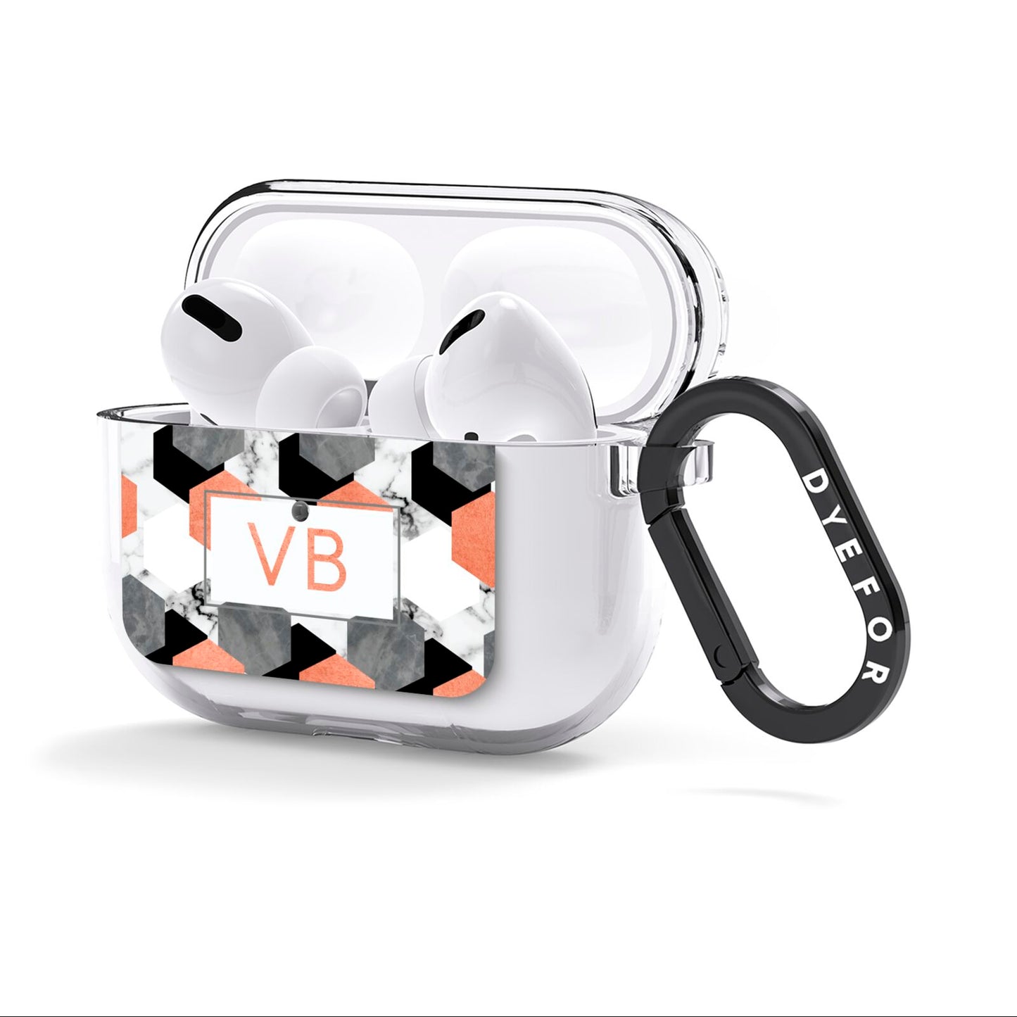 Personalised Initials Copper Marble AirPods Clear Case 3rd Gen Side Image
