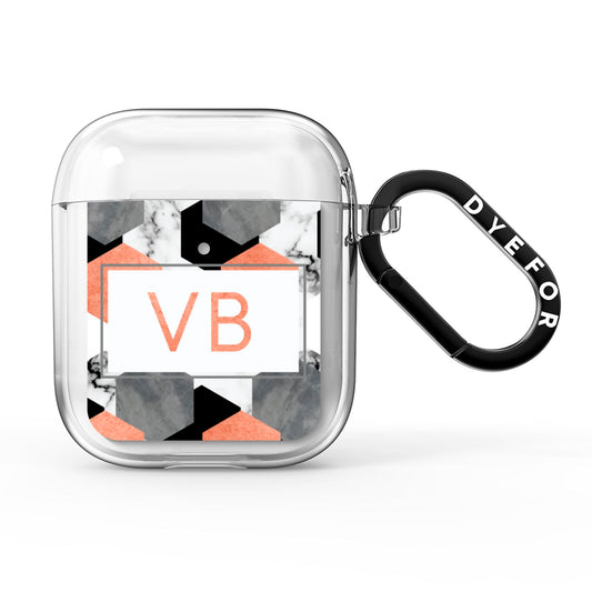 Personalised Initials Copper Marble AirPods Clear Case