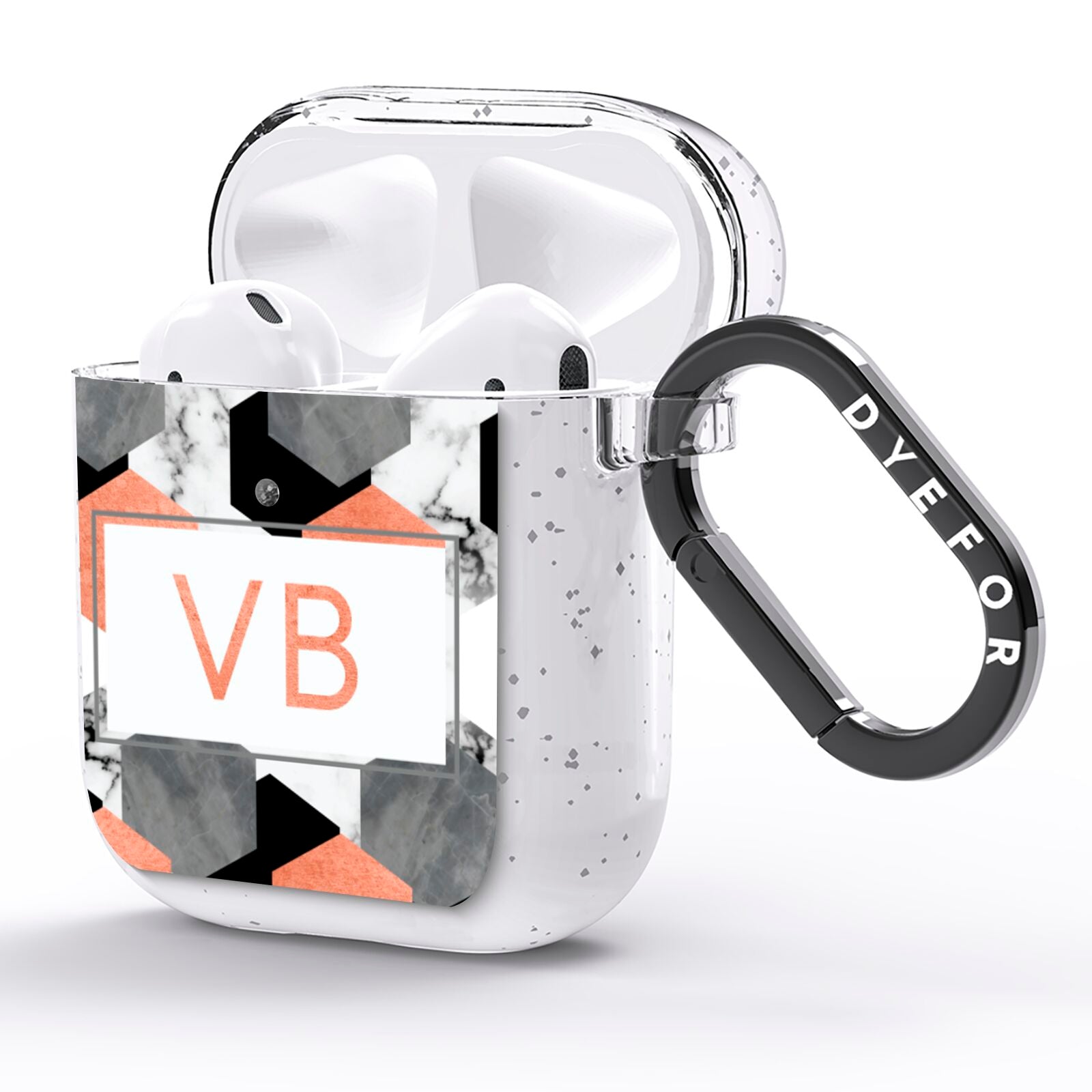 Personalised Initials Copper Marble AirPods Glitter Case Side Image
