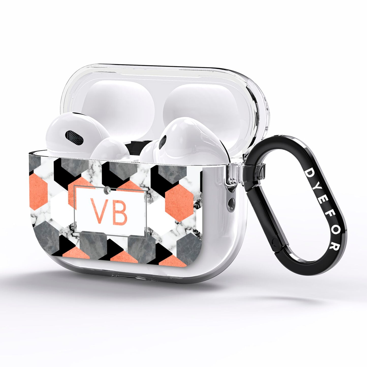 Personalised Initials Copper Marble AirPods Pro Clear Case Side Image
