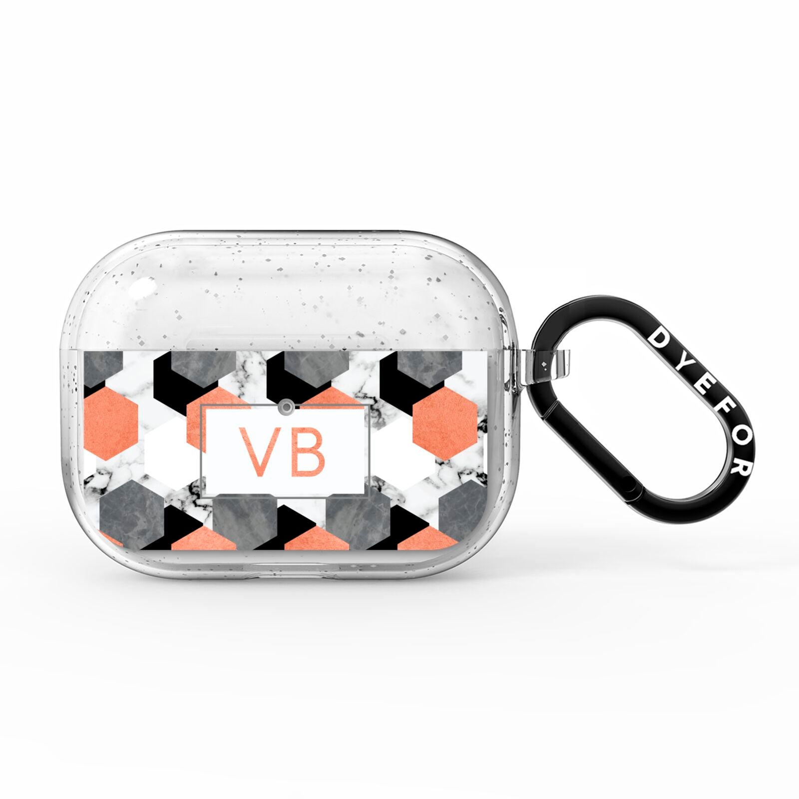 Personalised Initials Copper Marble AirPods Pro Glitter Case