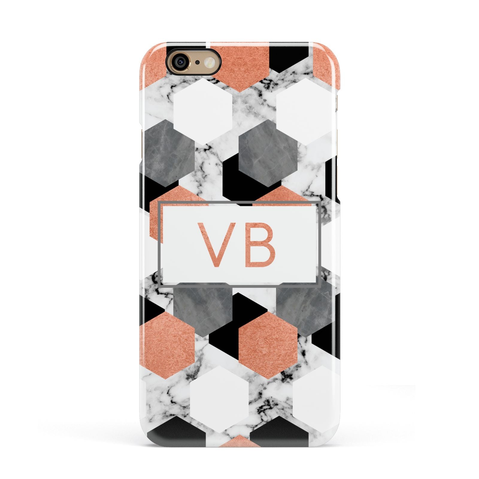 Personalised Initials Copper Marble Apple iPhone 6 3D Snap Case
