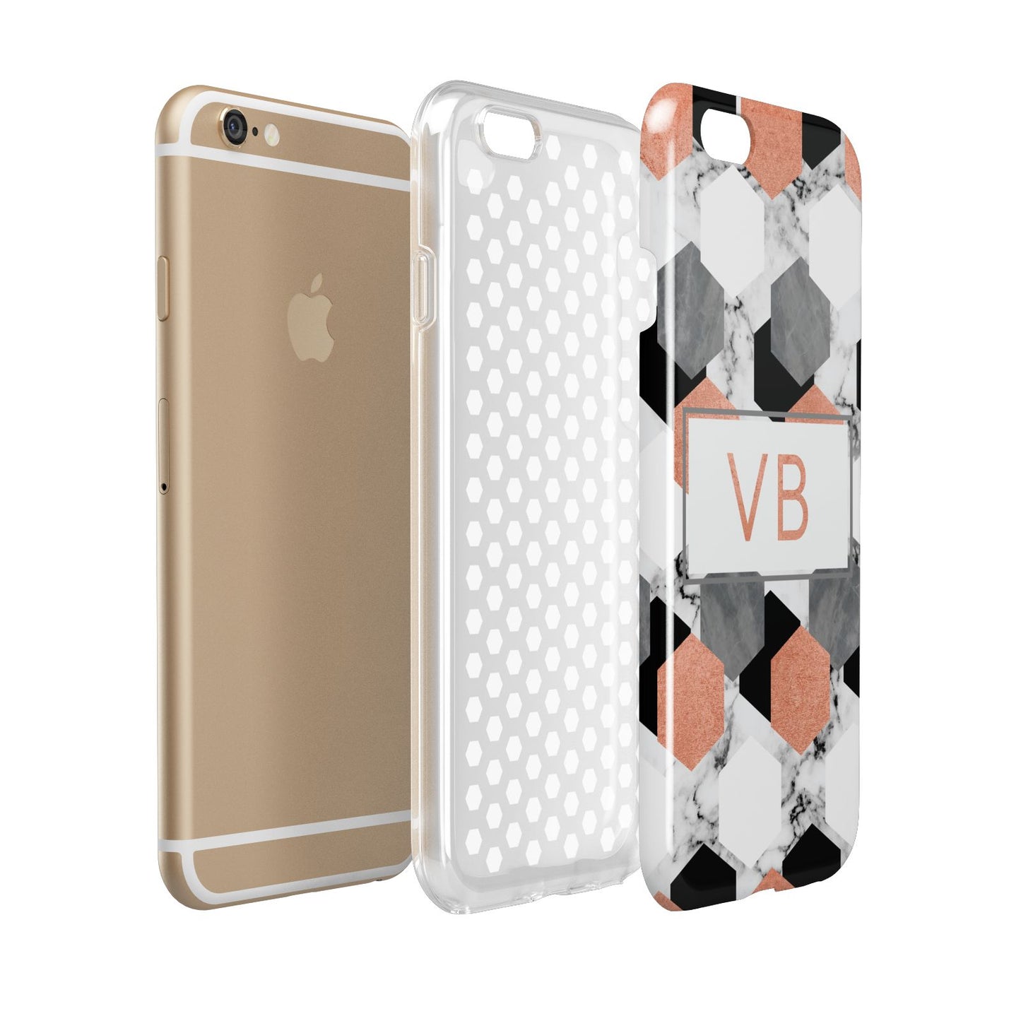 Personalised Initials Copper Marble Apple iPhone 6 3D Tough Case Expanded view