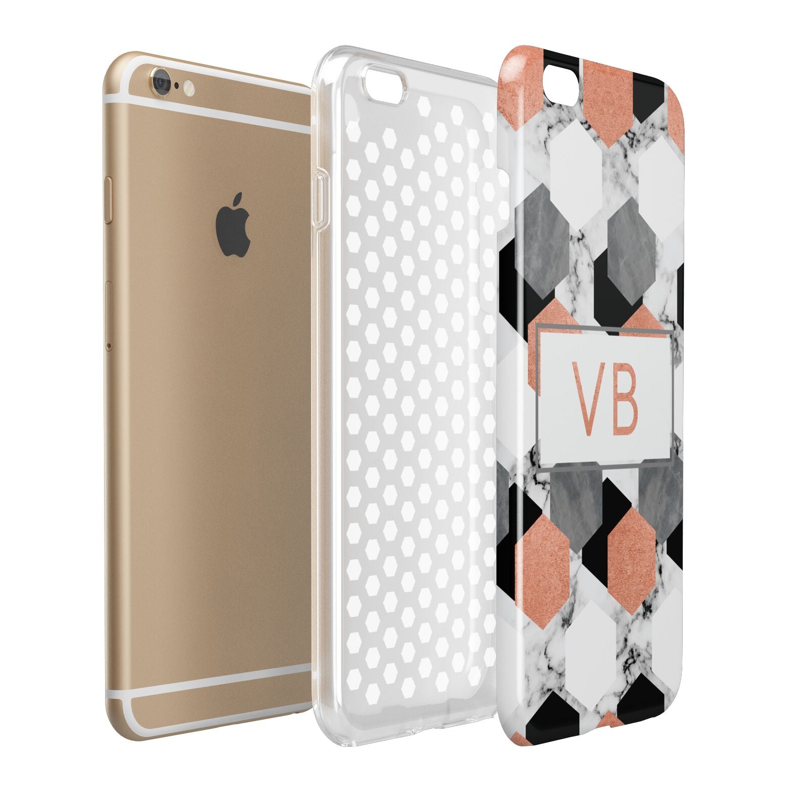 Personalised Initials Copper Marble Apple iPhone 6 Plus 3D Tough Case Expand Detail Image