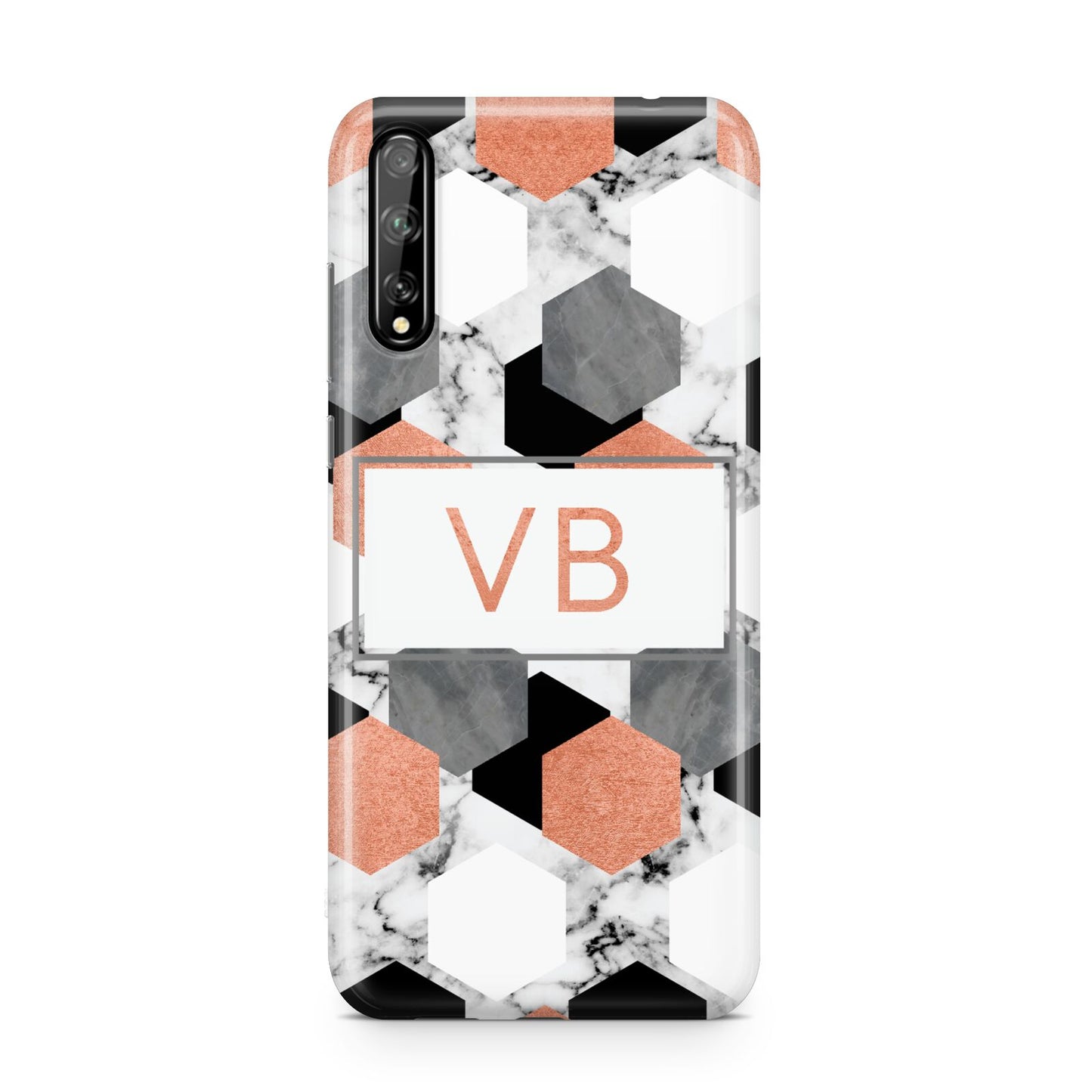 Personalised Initials Copper Marble Huawei Enjoy 10s Phone Case