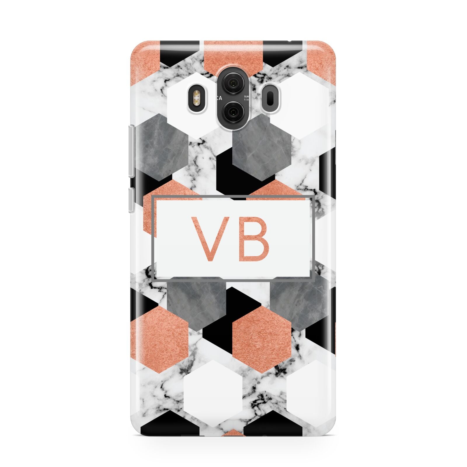 Personalised Initials Copper Marble Huawei Mate 10 Protective Phone Case