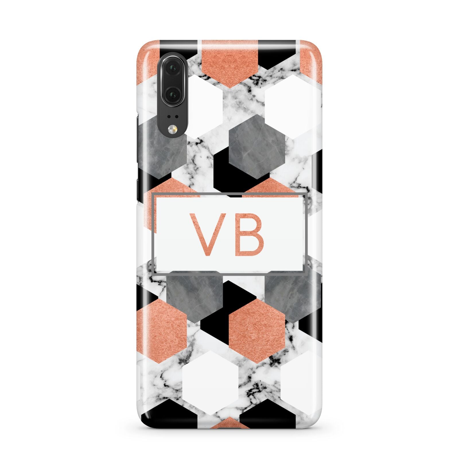 Personalised Initials Copper Marble Huawei P20 Phone Case