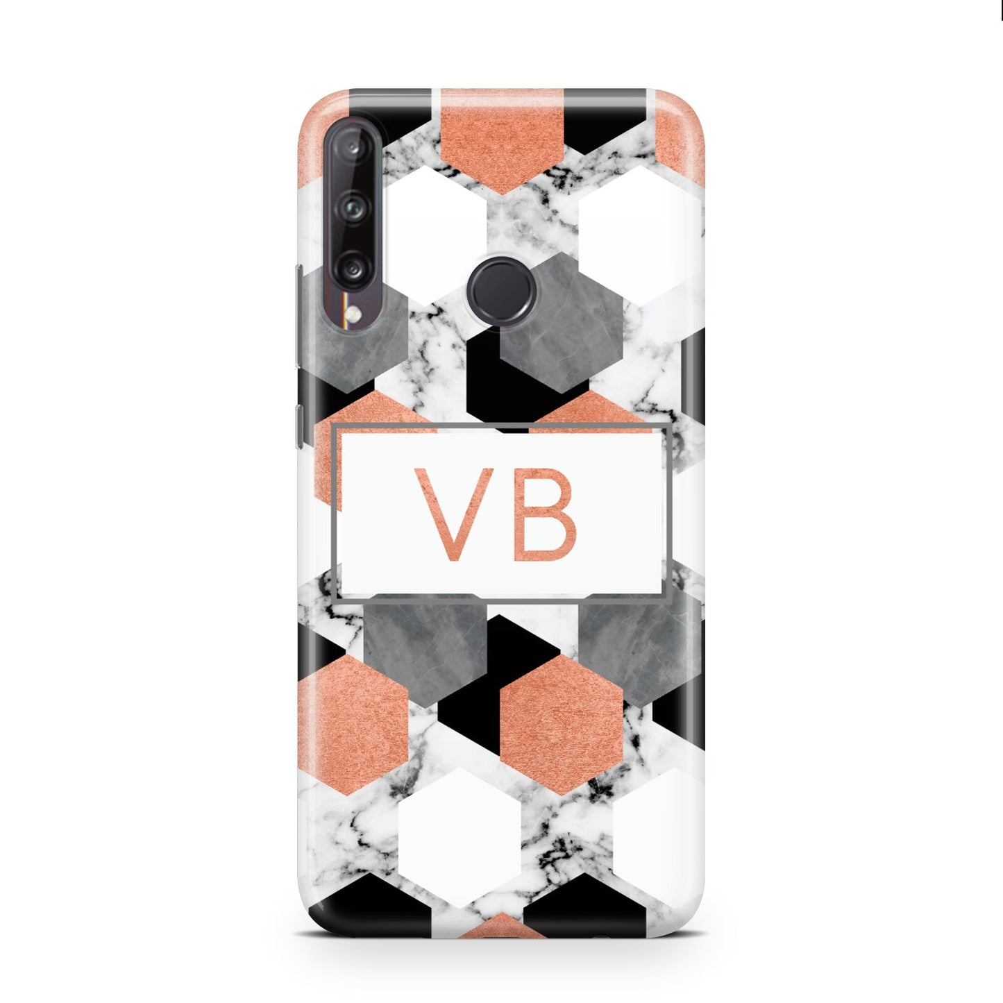 Personalised Initials Copper Marble Huawei P40 Lite E Phone Case