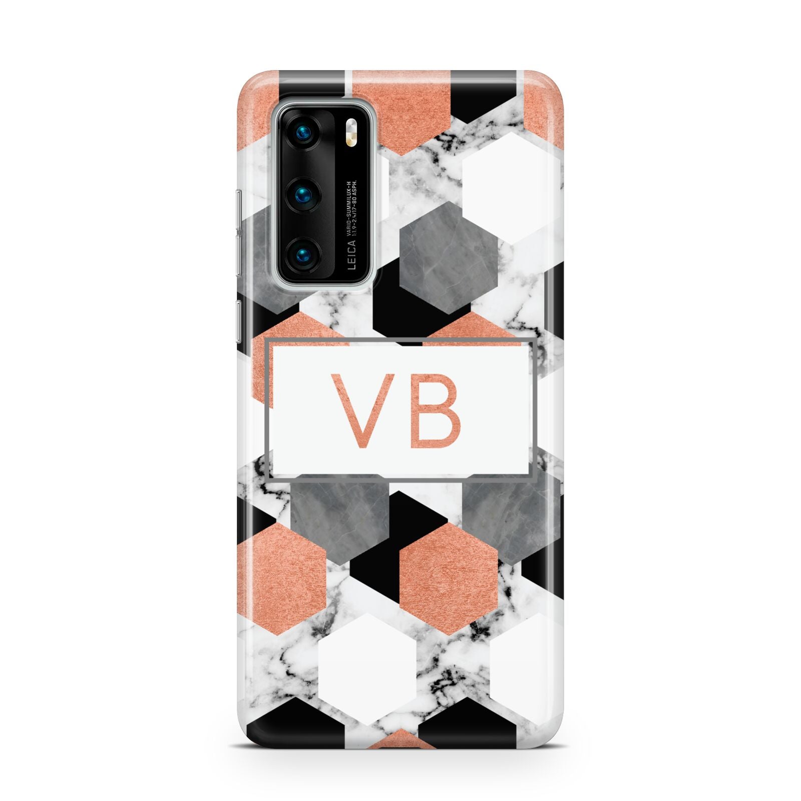 Personalised Initials Copper Marble Huawei P40 Phone Case