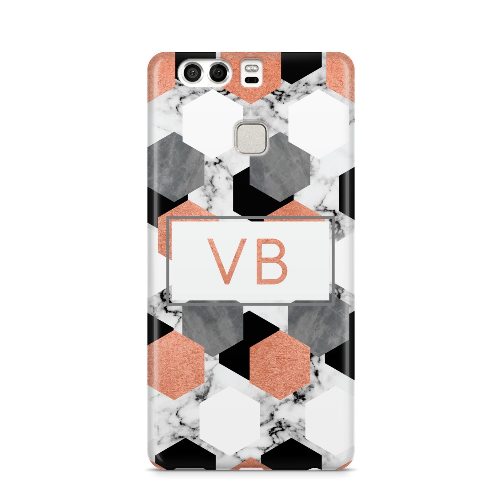 Personalised Initials Copper Marble Huawei P9 Case
