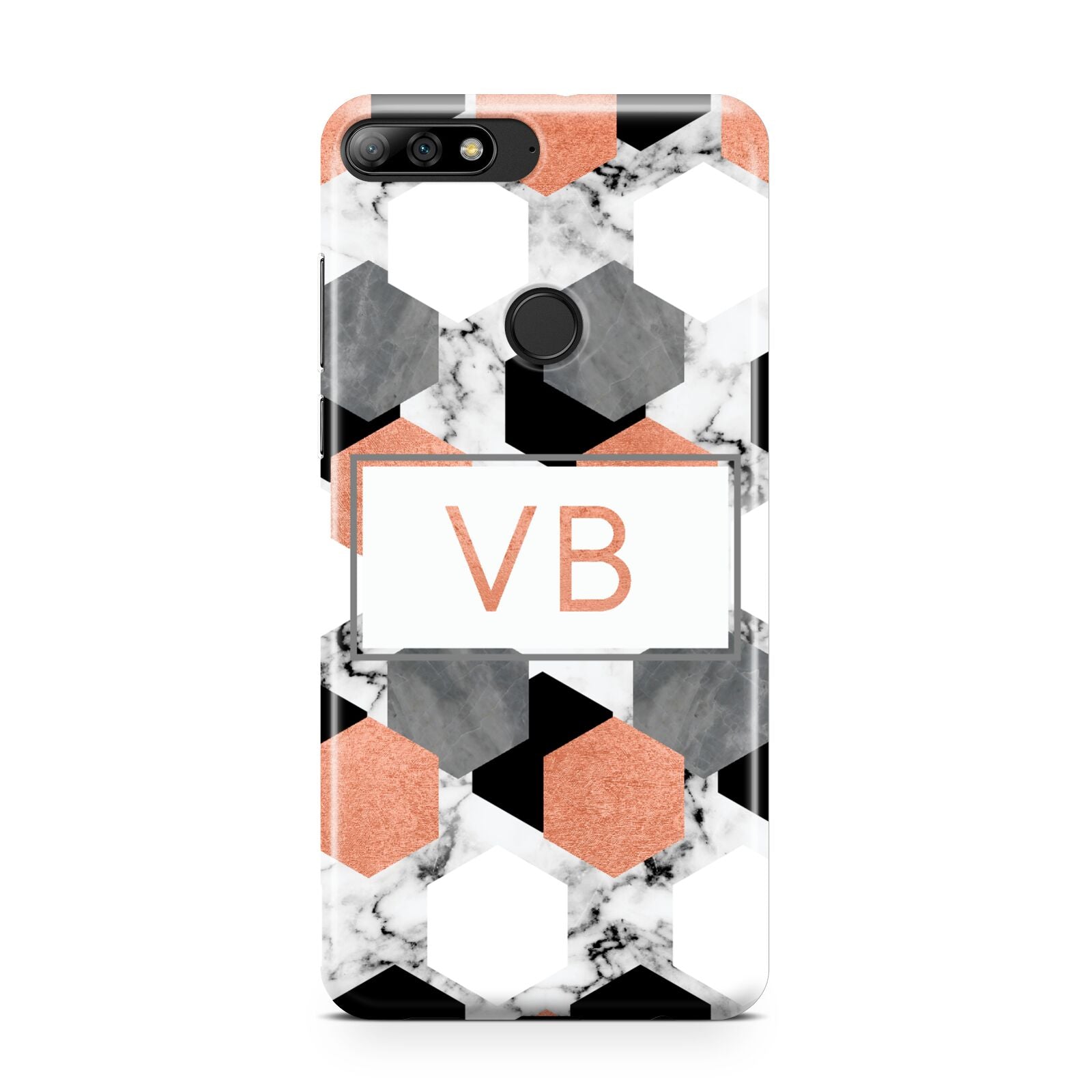 Personalised Initials Copper Marble Huawei Y7 2018