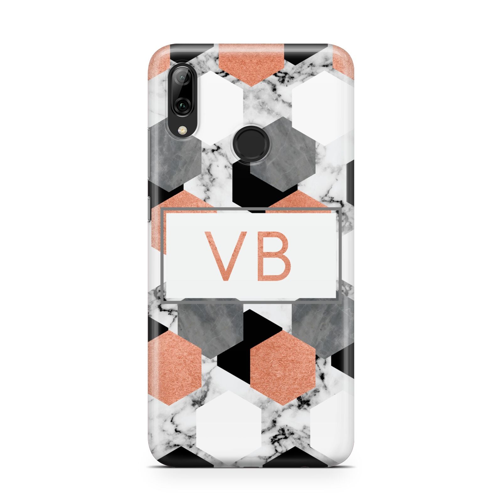 Personalised Initials Copper Marble Huawei Y7 2019