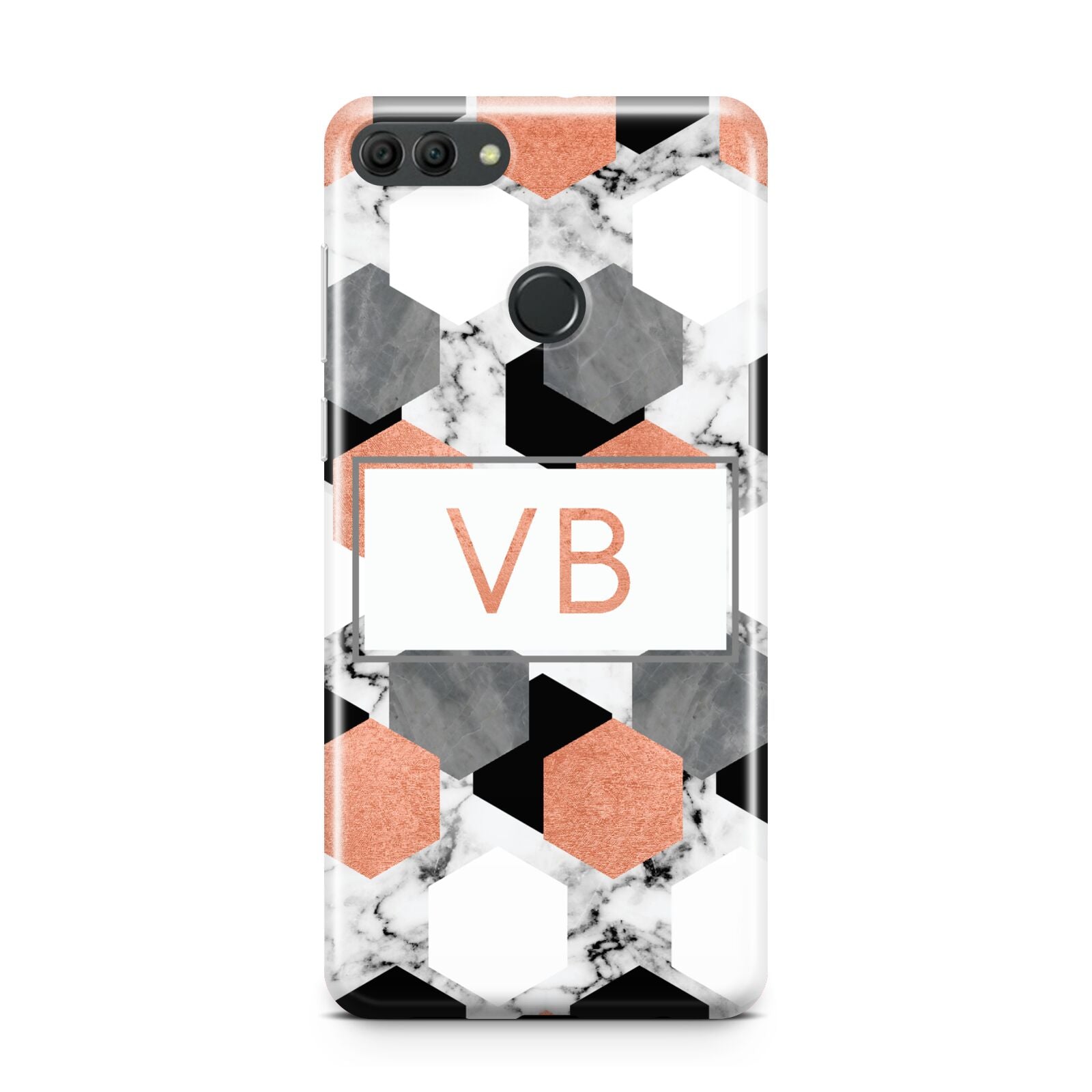 Personalised Initials Copper Marble Huawei Y9 2018