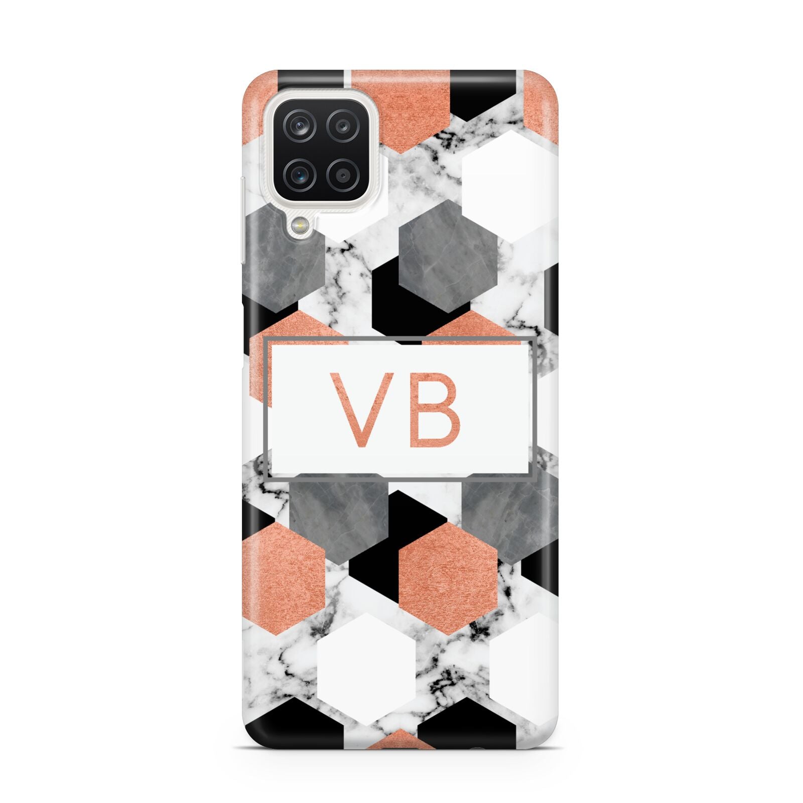 Personalised Initials Copper Marble Samsung A12 Case