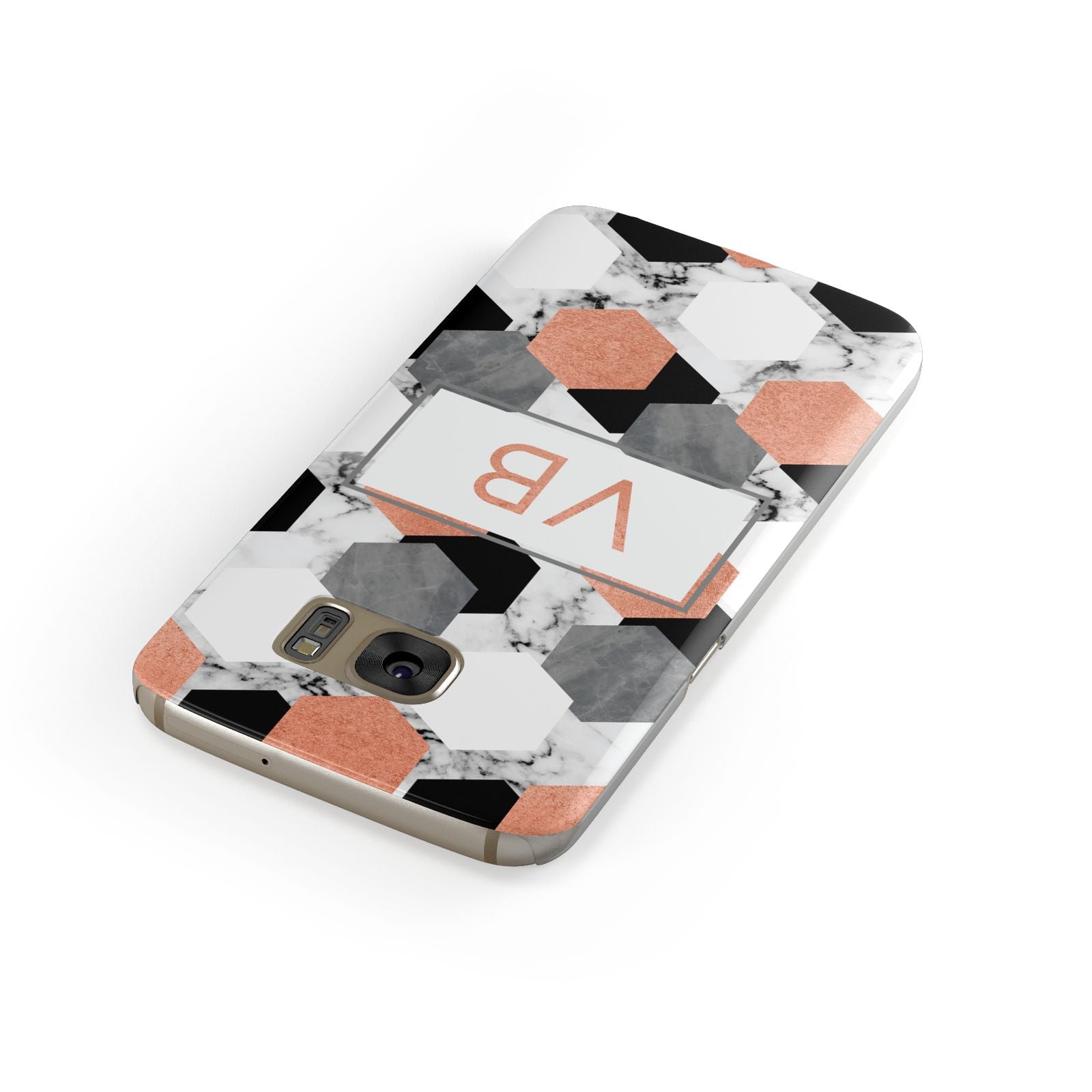 Personalised Initials Copper Marble Samsung Galaxy Case Front Close Up