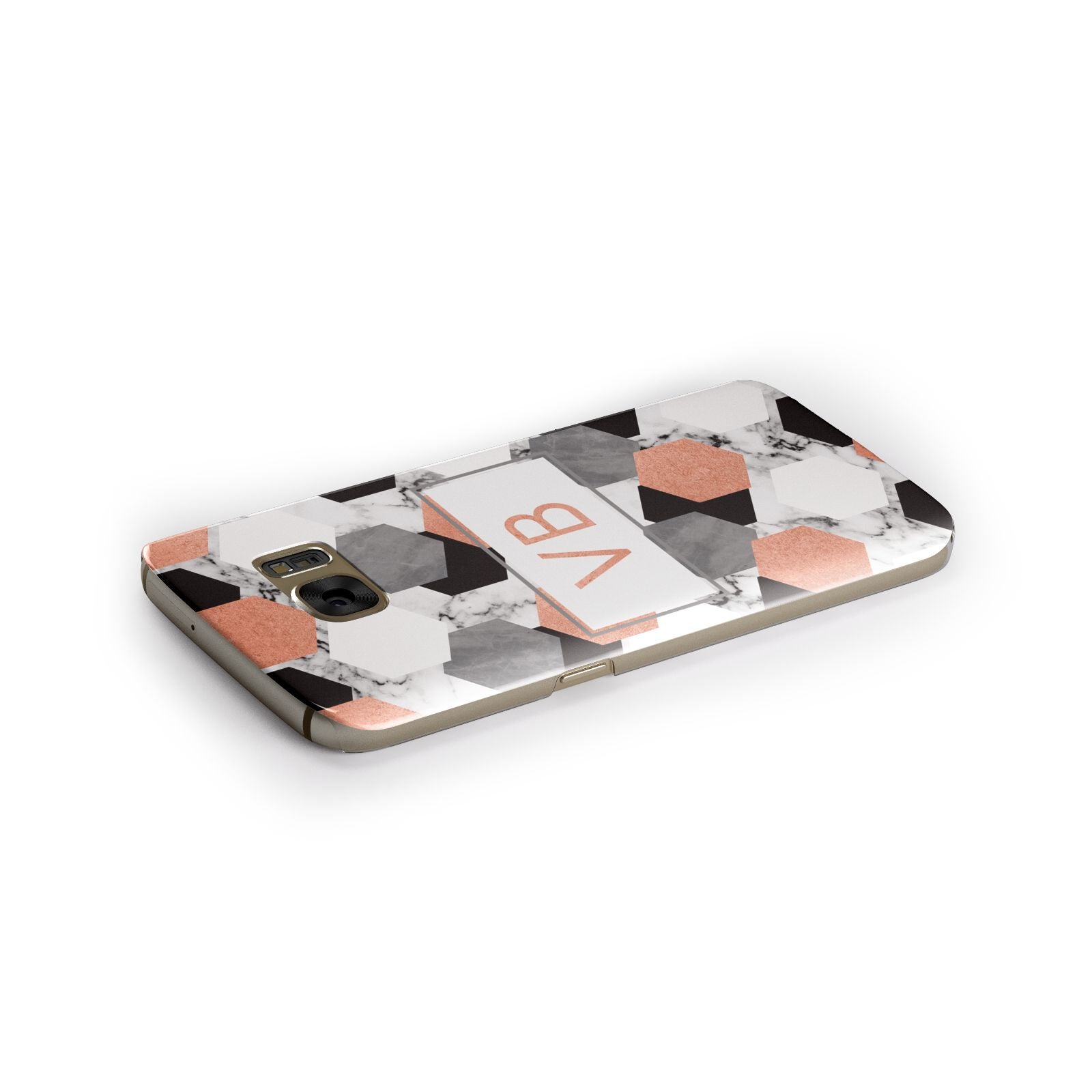 Personalised Initials Copper Marble Samsung Galaxy Case Side Close Up