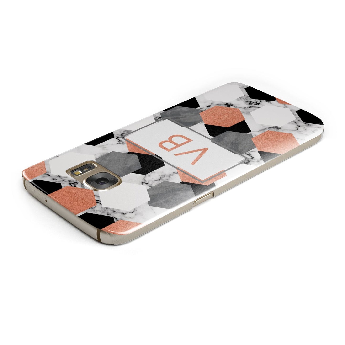 Personalised Initials Copper Marble Samsung Galaxy Case Top Cutout