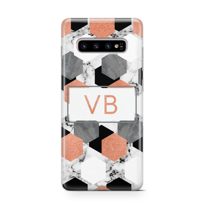 Personalised Initials Copper Marble Samsung Galaxy S10 Case