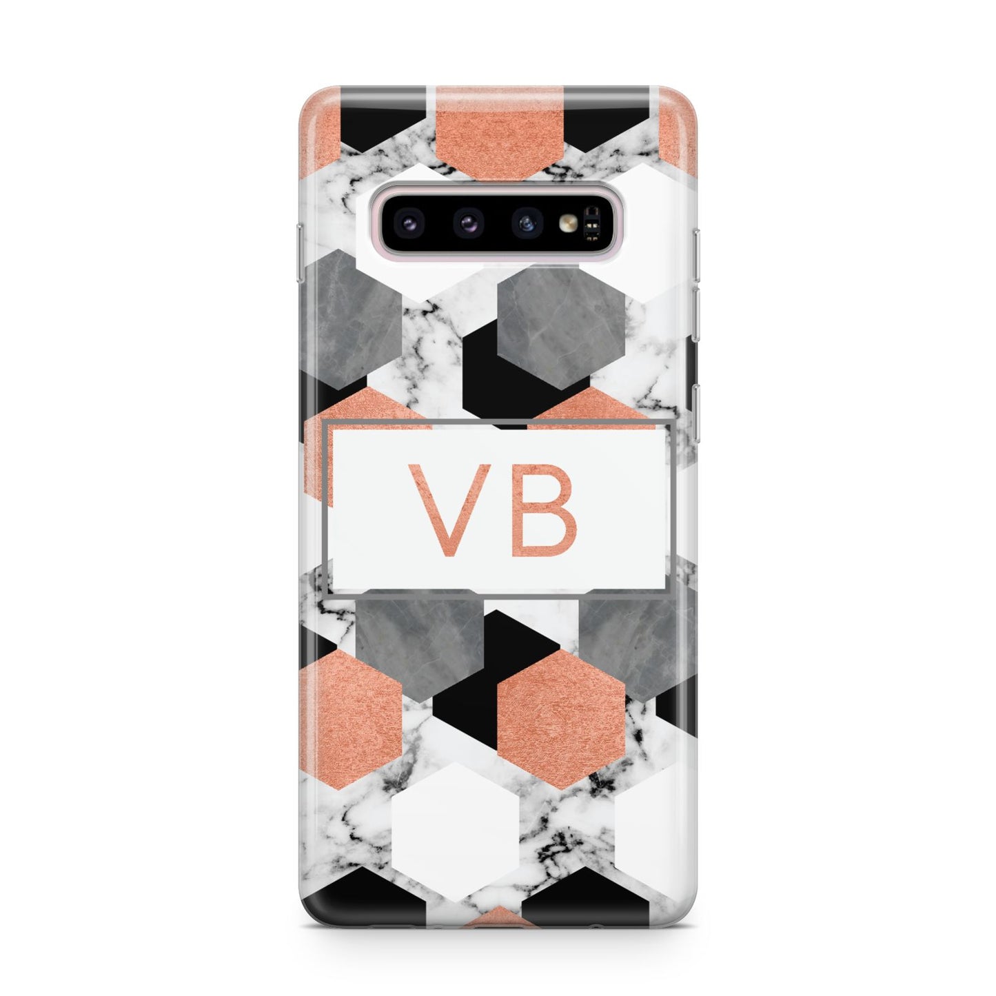 Personalised Initials Copper Marble Samsung Galaxy S10 Plus Case