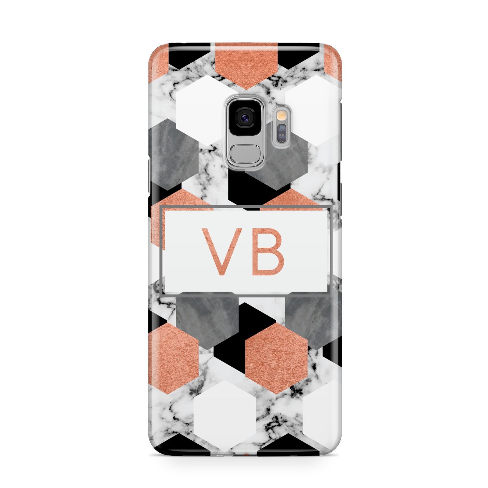 Personalised Initials Copper Marble Samsung Galaxy S9 Case
