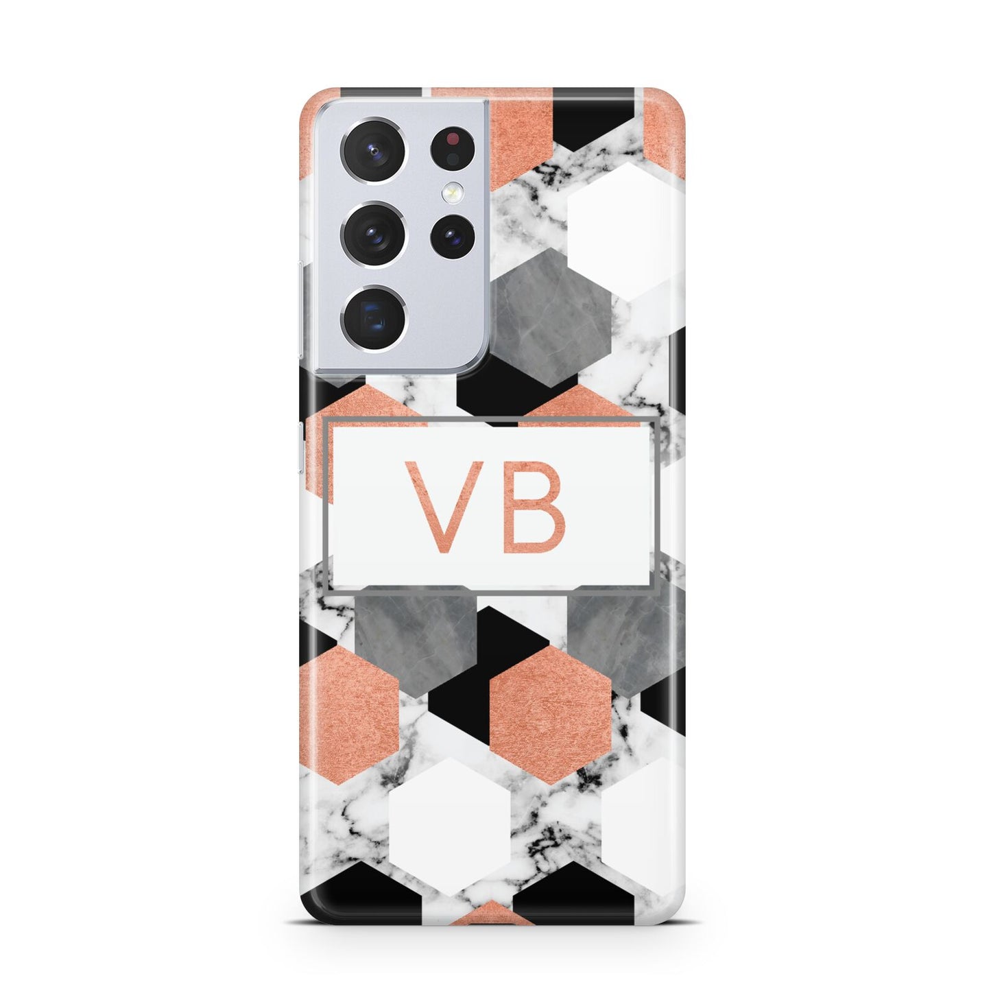 Personalised Initials Copper Marble Samsung S21 Ultra Case