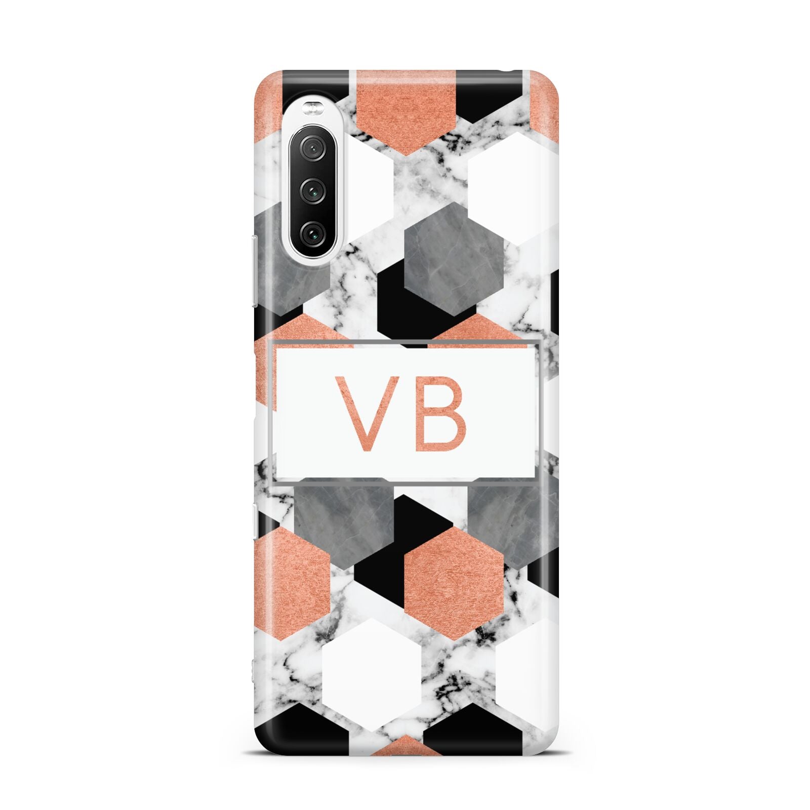 Personalised Initials Copper Marble Sony Xperia 10 III Case