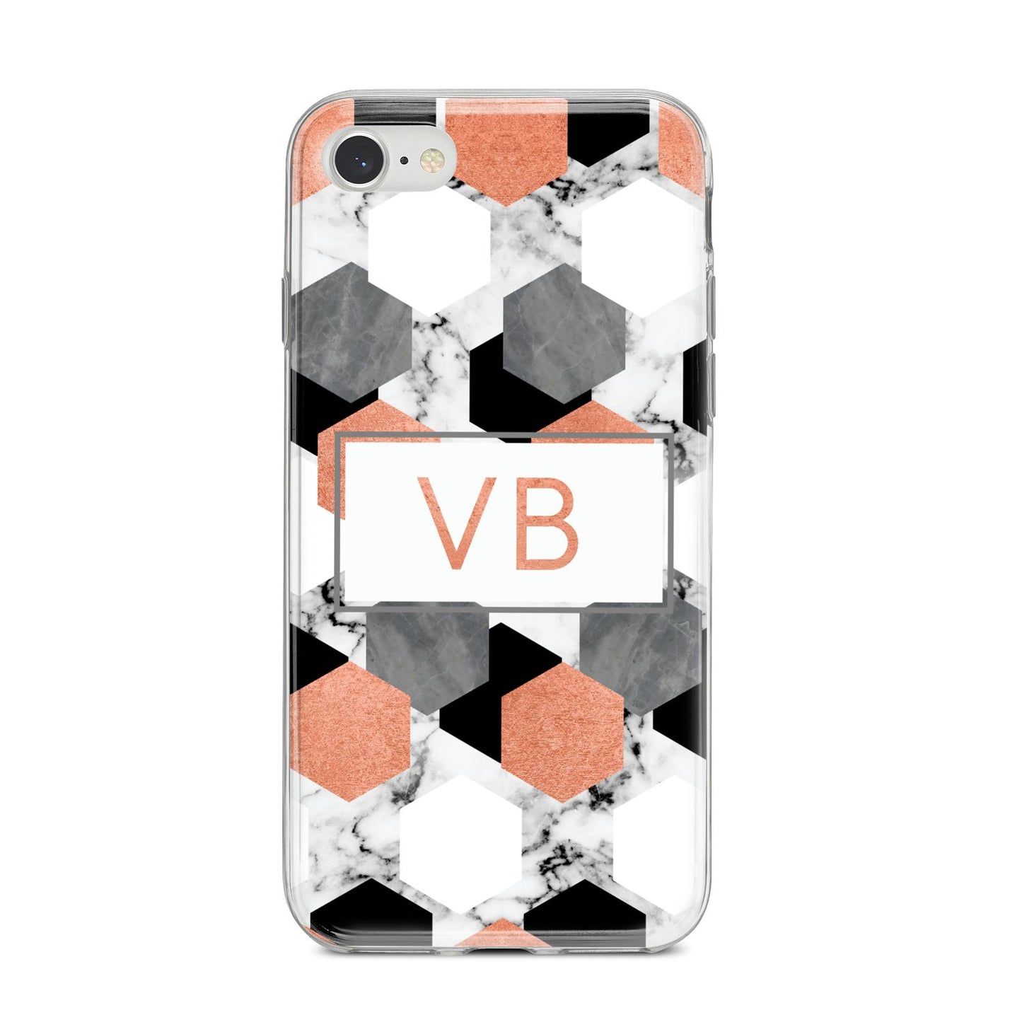 Personalised Initials Copper Marble iPhone 8 Bumper Case on Silver iPhone