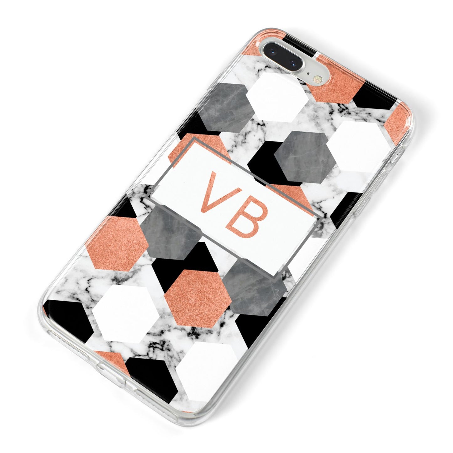 Personalised Initials Copper Marble iPhone 8 Plus Bumper Case on Silver iPhone Alternative Image