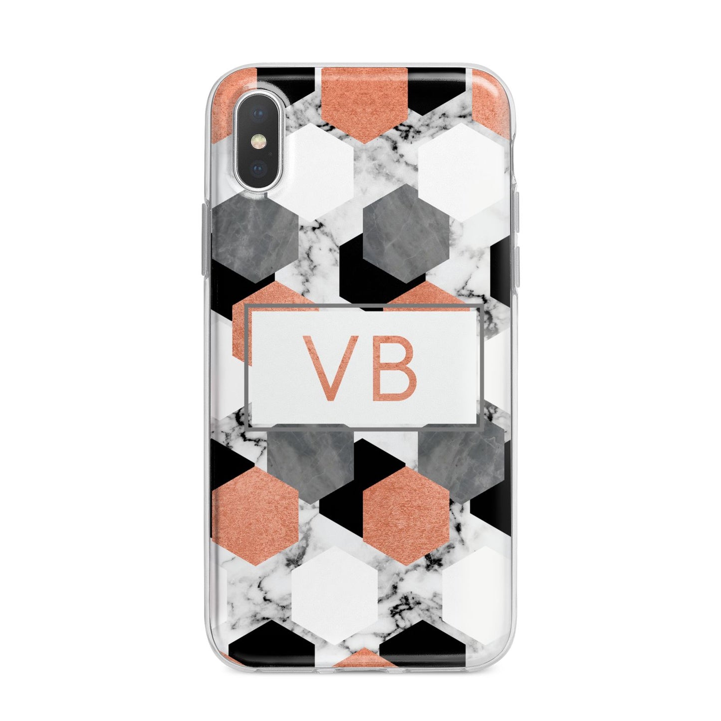 Personalised Initials Copper Marble iPhone X Bumper Case on Silver iPhone Alternative Image 1