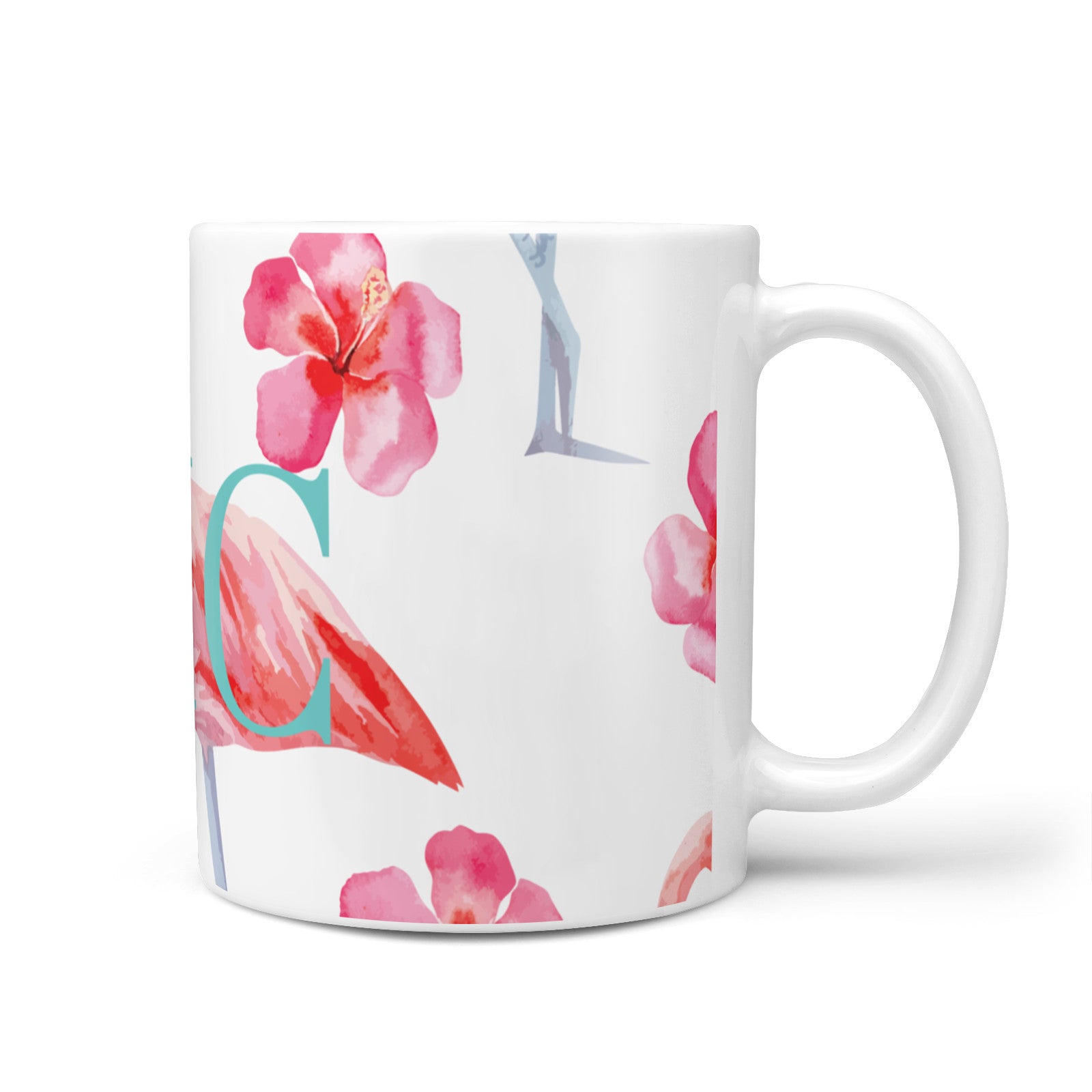 Personalised Initials Flamingo 3 10oz Mug