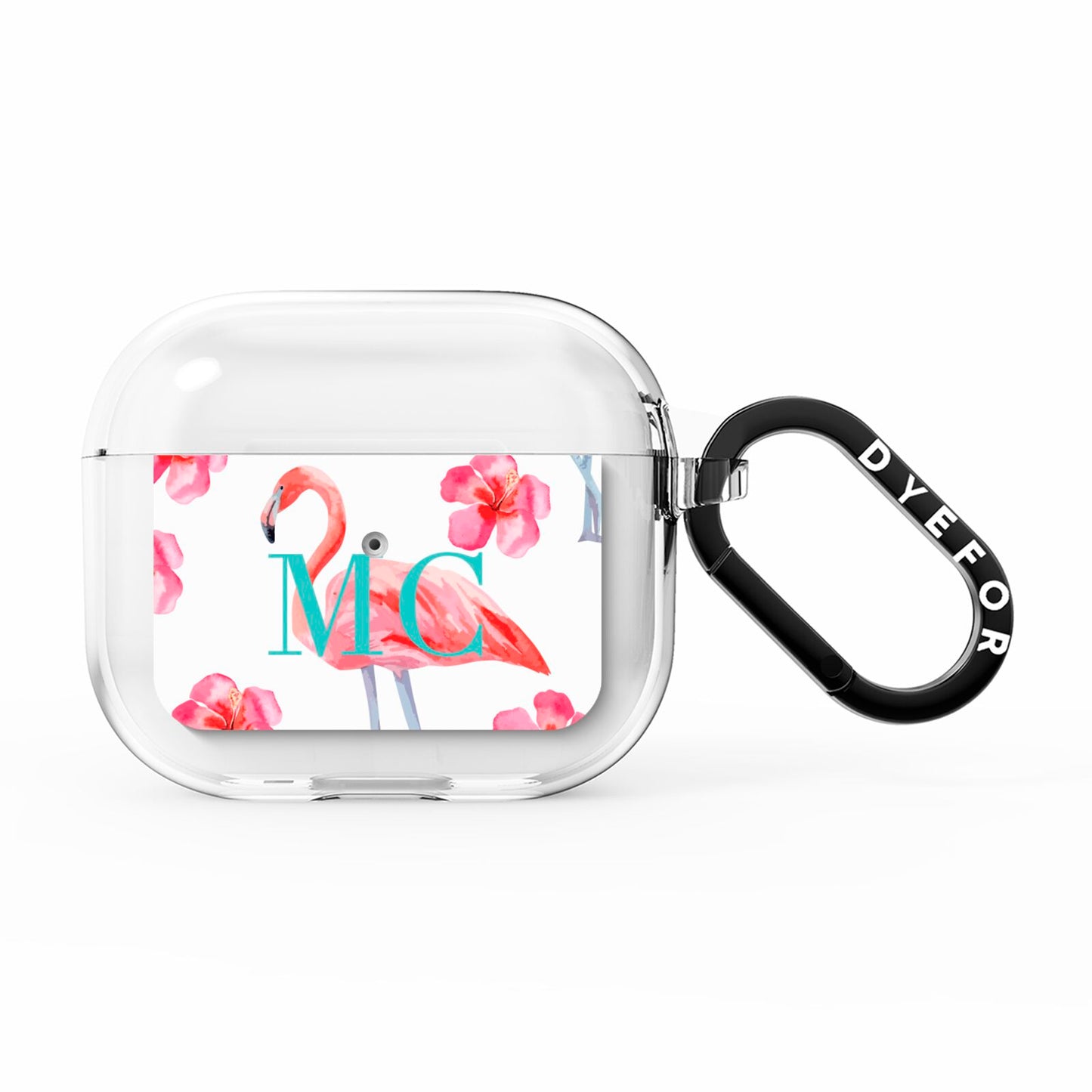 Personalised Initials Flamingo 3 AirPods Clear Case 3rd Gen