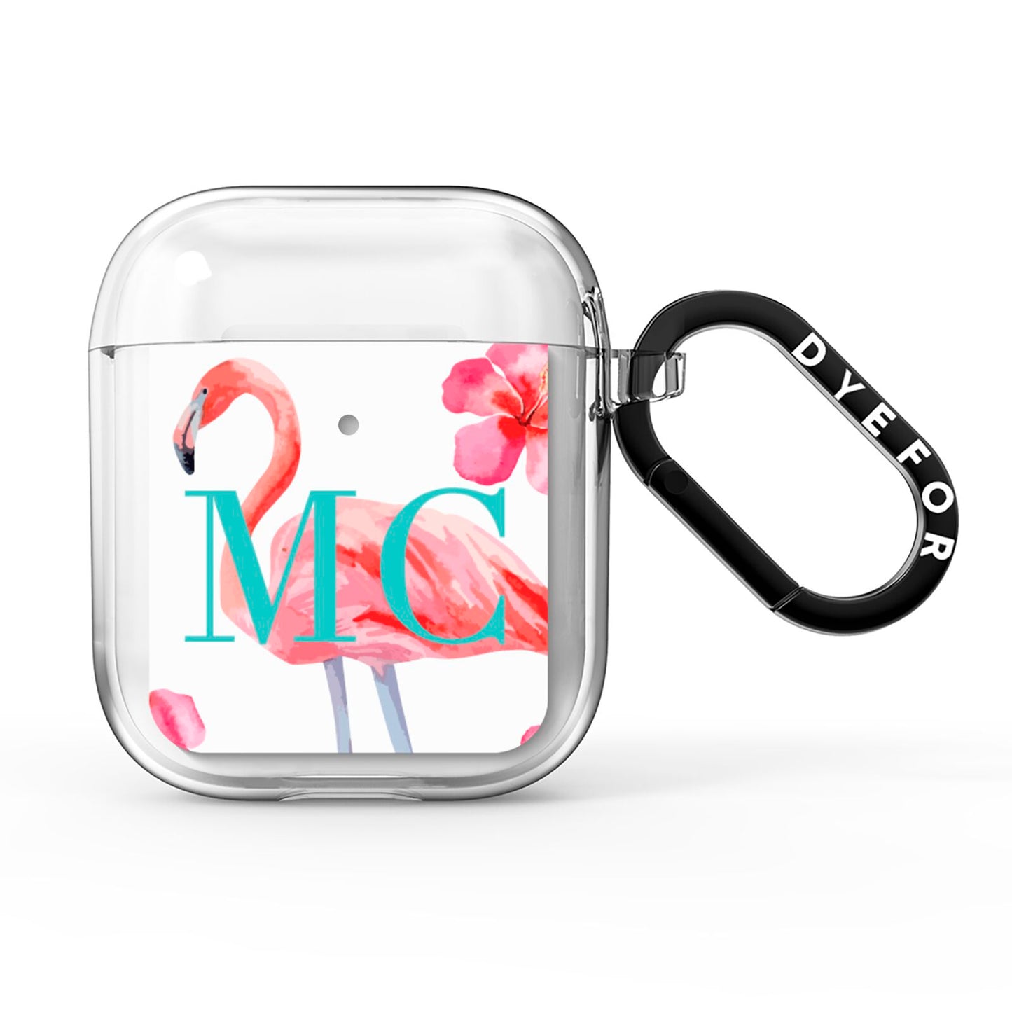 Personalised Initials Flamingo 3 AirPods Clear Case