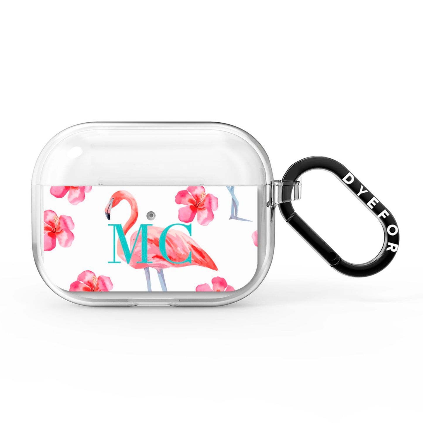 Personalised Initials Flamingo 3 AirPods Pro Clear Case