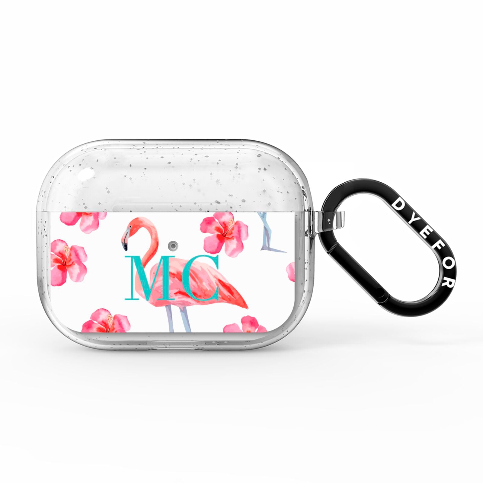 Personalised Initials Flamingo 3 AirPods Pro Glitter Case