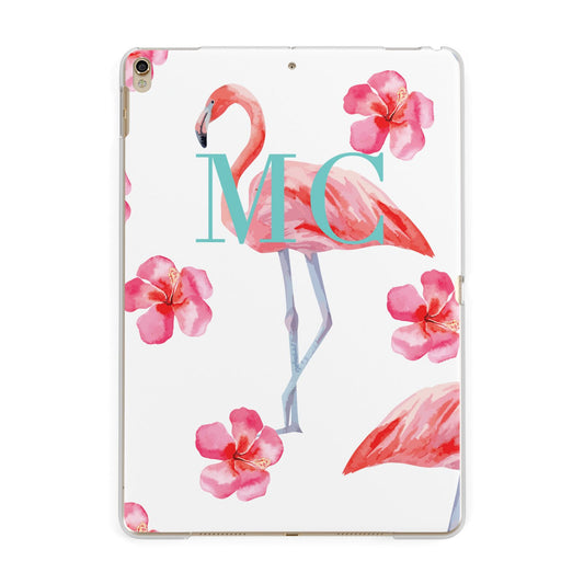 Personalised Initials Flamingo 3 Apple iPad Gold Case