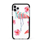 Personalised Initials Flamingo 3 Apple iPhone 11 Pro Max in Silver with Black Impact Case