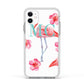 Personalised Initials Flamingo 3 Apple iPhone 11 in White with White Impact Case