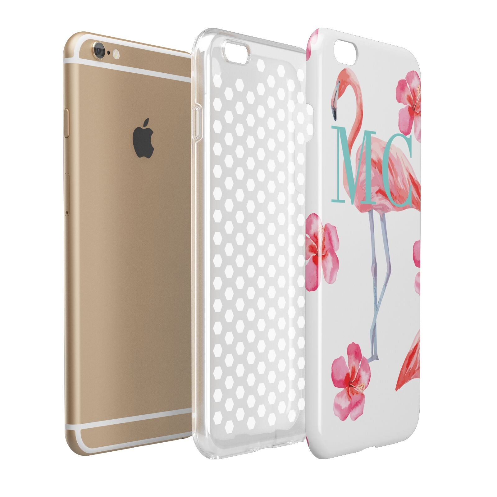 Personalised Initials Flamingo 3 Apple iPhone 6 Plus 3D Tough Case Expand Detail Image