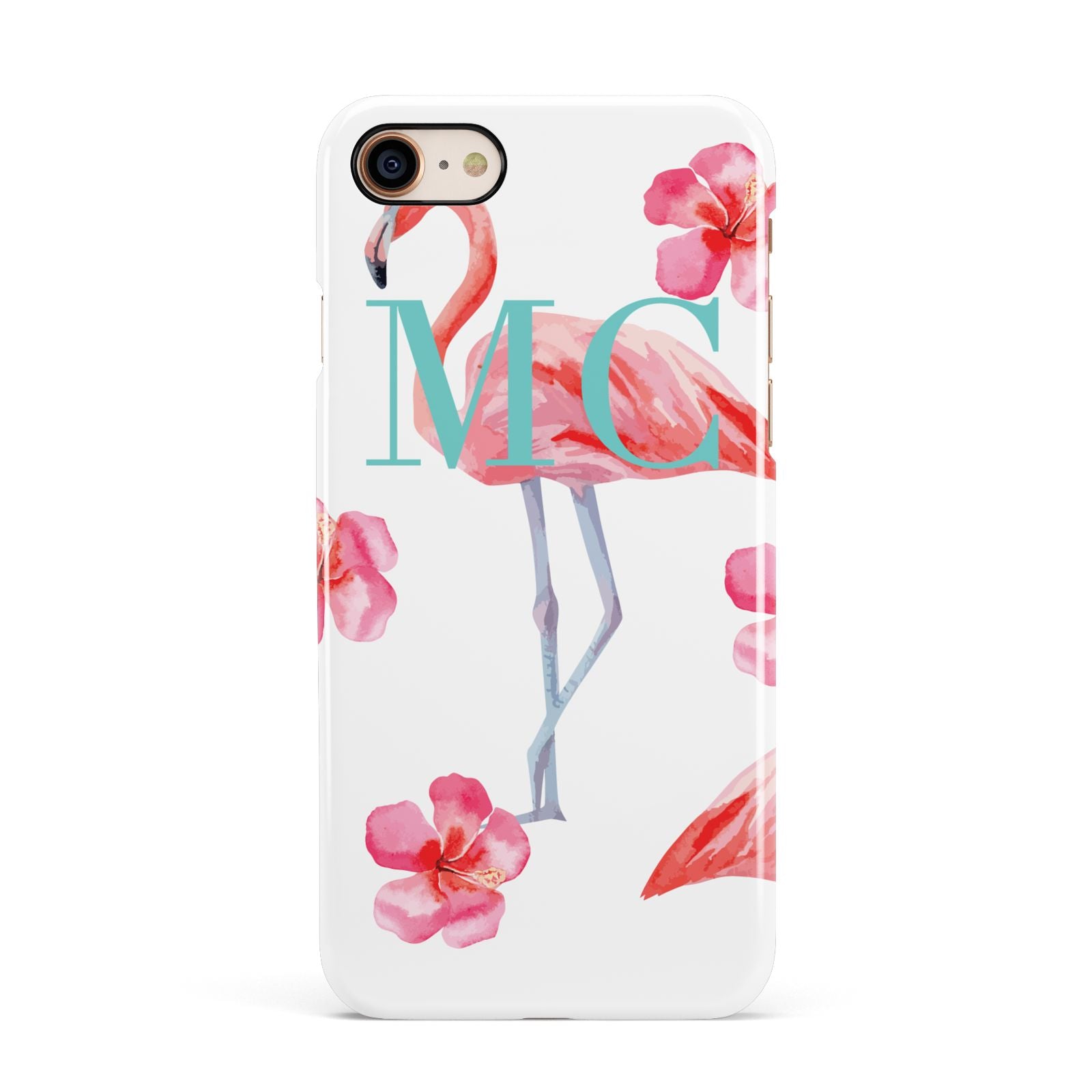 Personalised Initials Flamingo 3 Apple iPhone 7 8 3D Snap Case