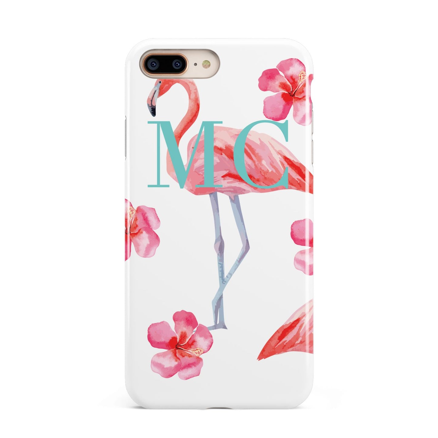 Personalised Initials Flamingo 3 Apple iPhone 7 8 Plus 3D Tough Case