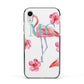 Personalised Initials Flamingo 3 Apple iPhone XR Impact Case Black Edge on Silver Phone