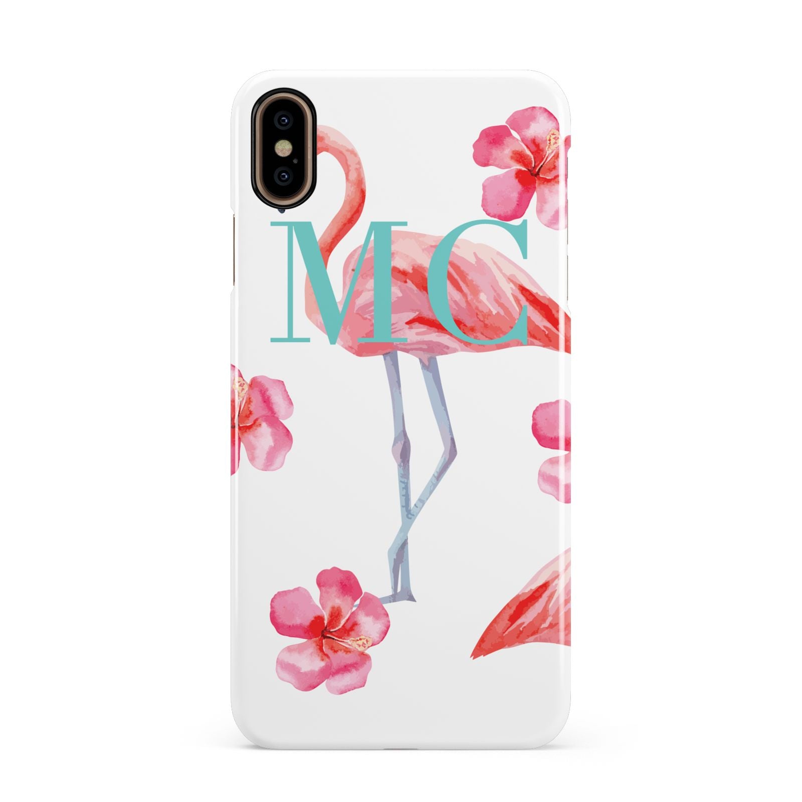 Personalised Initials Flamingo 3 Apple iPhone Xs Max 3D Snap Case