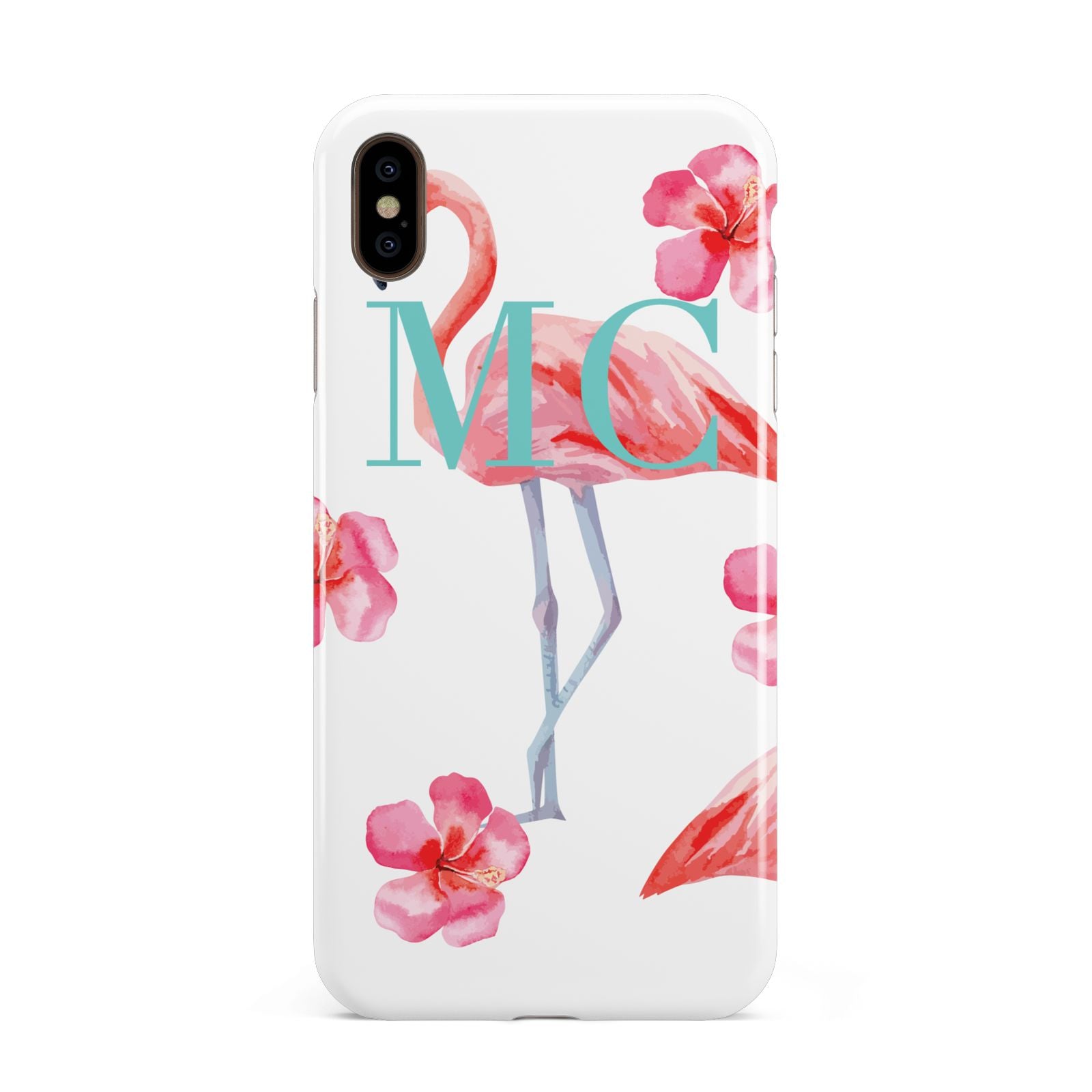 Personalised Initials Flamingo 3 Apple iPhone Xs Max 3D Tough Case