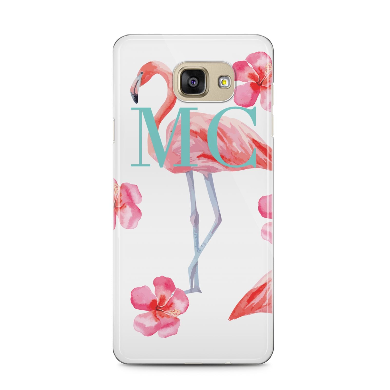 Personalised Initials Flamingo 3 Samsung Galaxy A5 2016 Case on gold phone