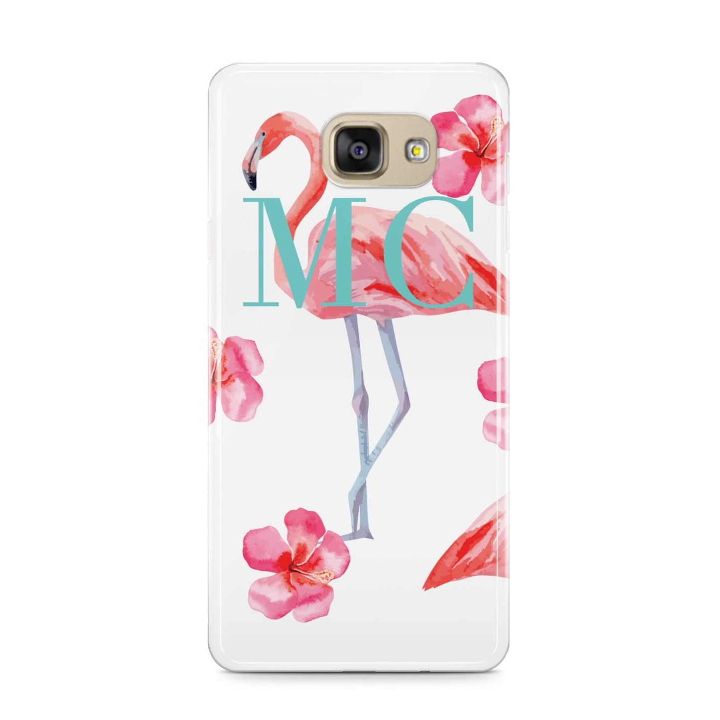 Personalised Initials Flamingo 3 Samsung Galaxy A9 2016 Case on gold phone