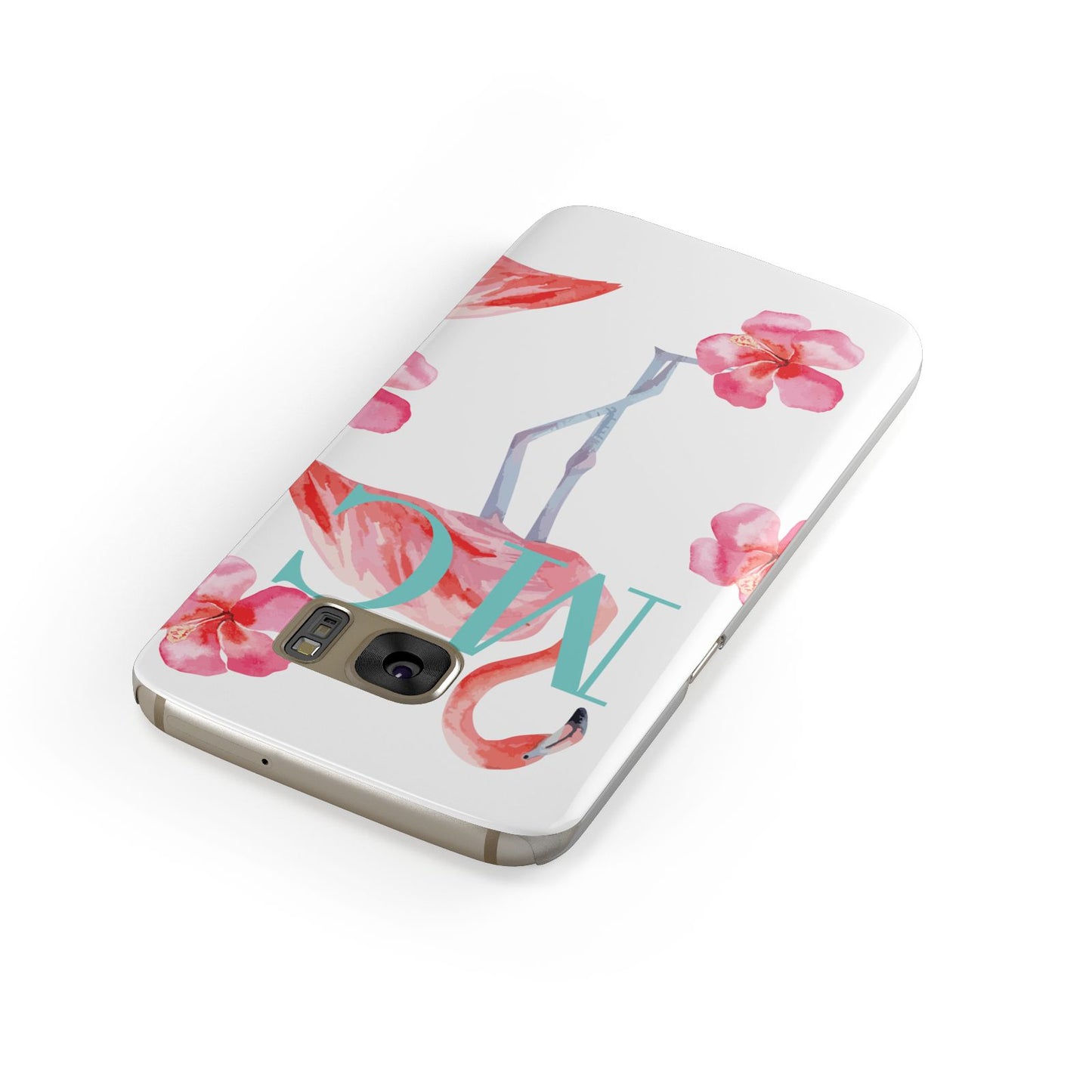 Personalised Initials Flamingo 3 Samsung Galaxy Case Front Close Up